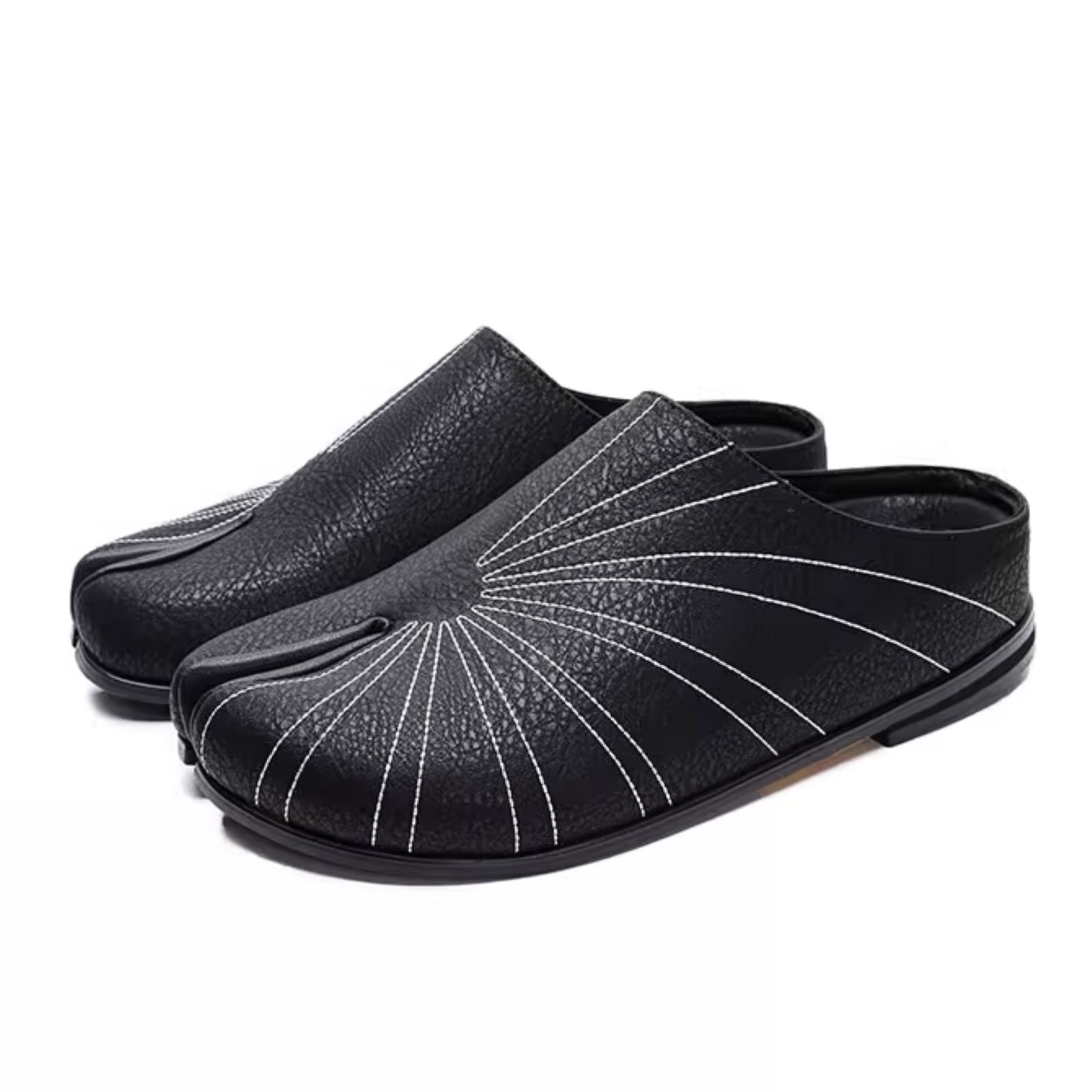 Sun Embroidered Tabi Mule Flats