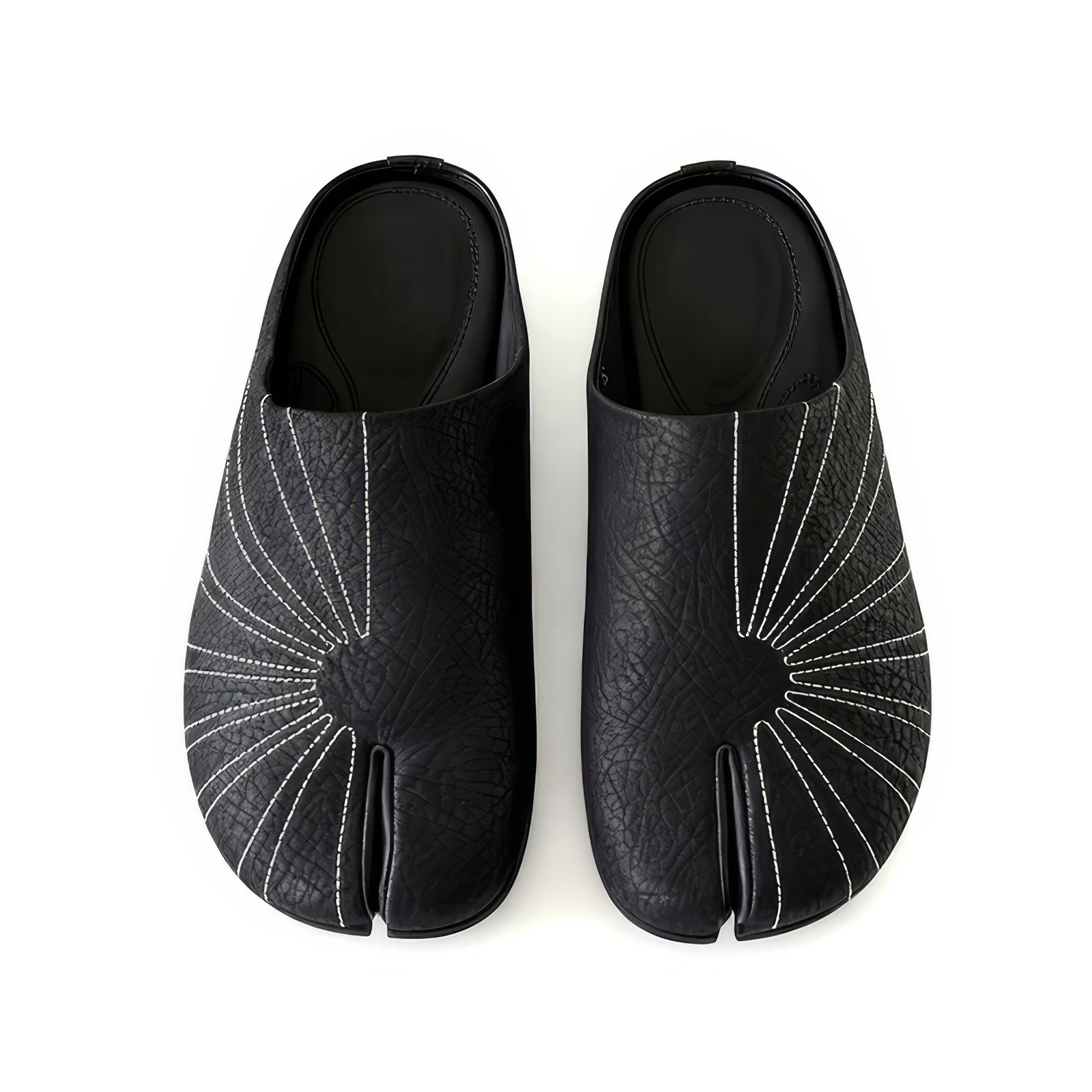 Sun Embroidered Tabi Mule Flats