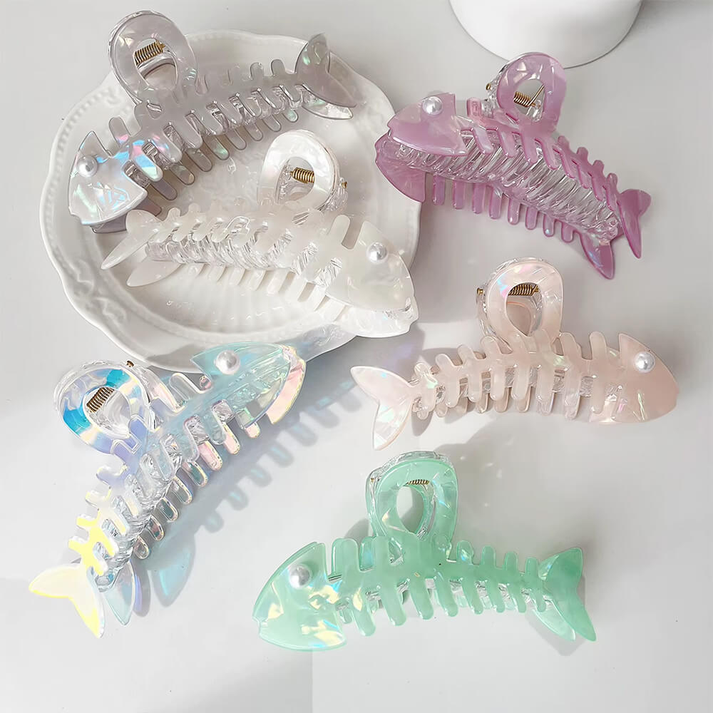 Iridescent Fish Bone Hair Claw