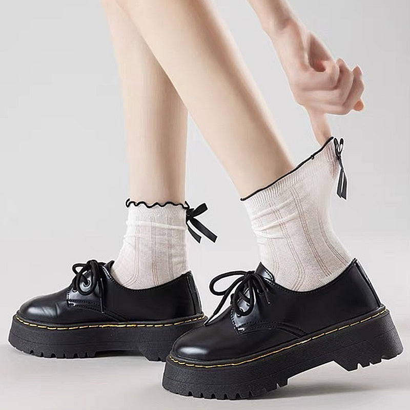 Preppy Aesthetic Bow Ruffle Socks