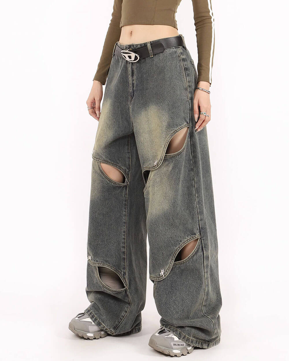 Rule Breakers Cut-Out Baggy Jeans