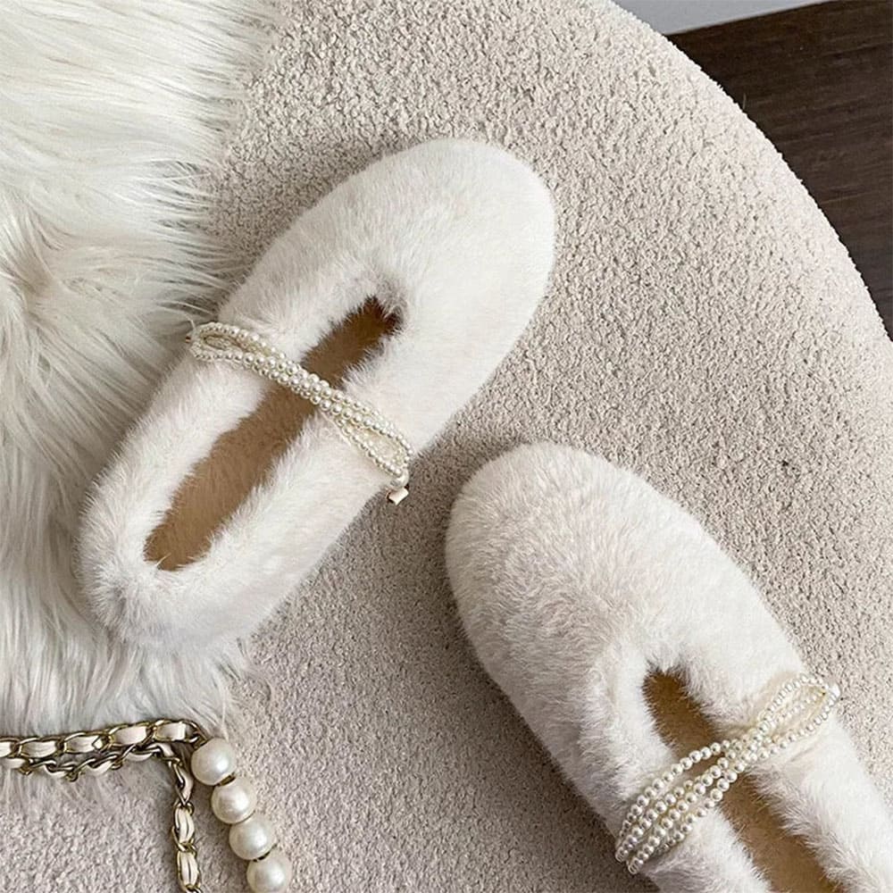 Soft Girl Fluffy Mary Jane Flats