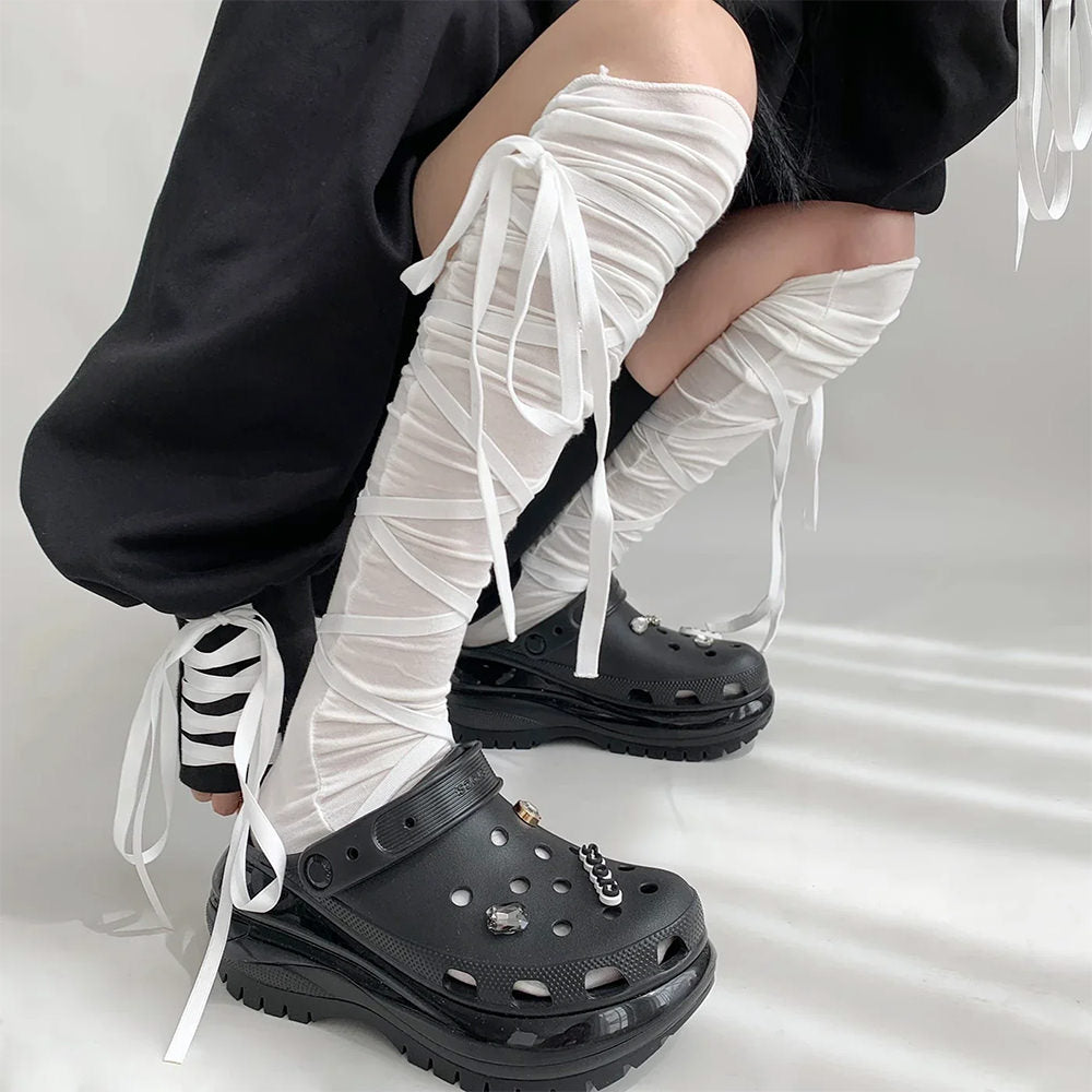 Balletcore Tie Up Knee High Socks