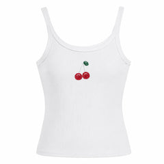 Cherry Beaded Patch Tank Top