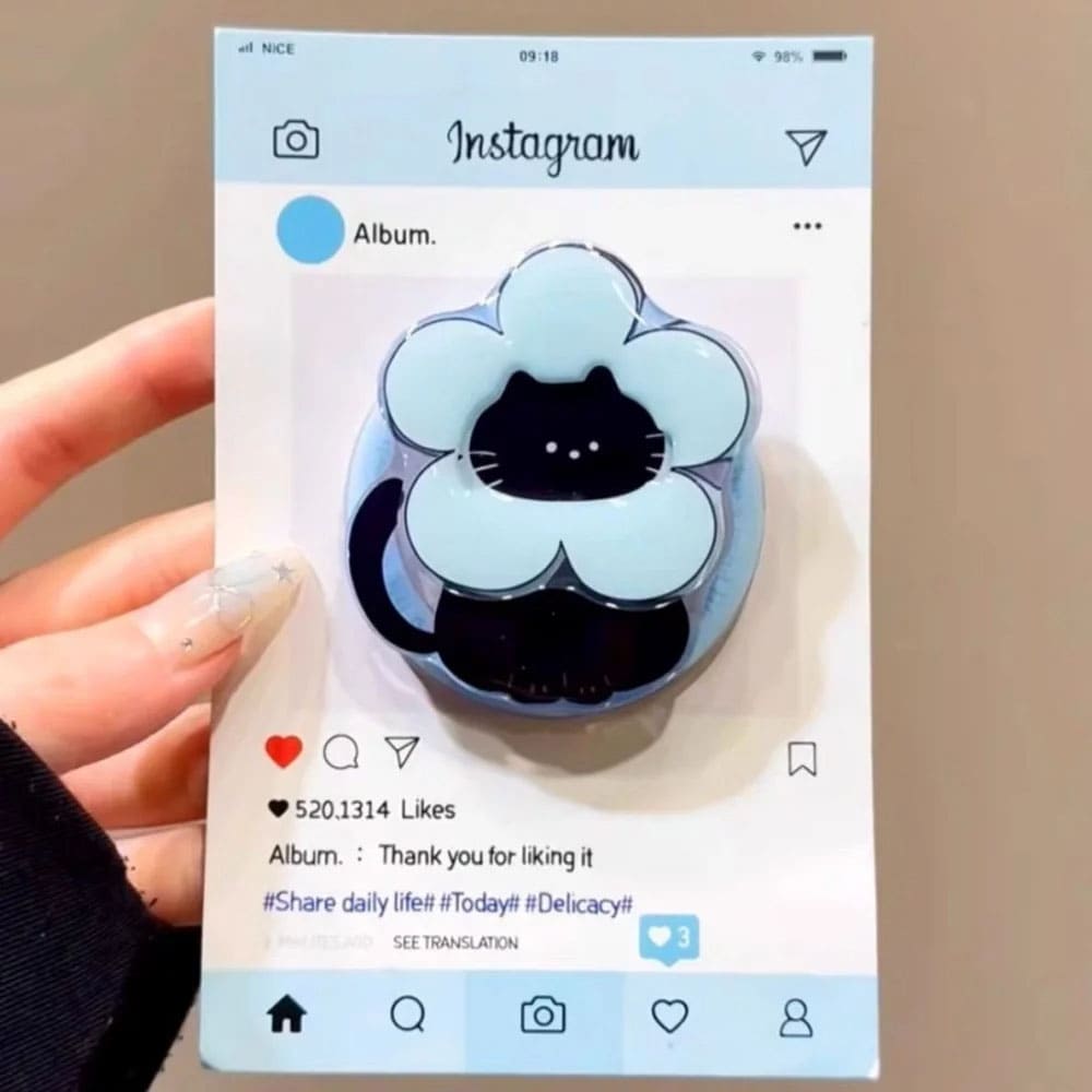 Black Cat Flower Phone Holder