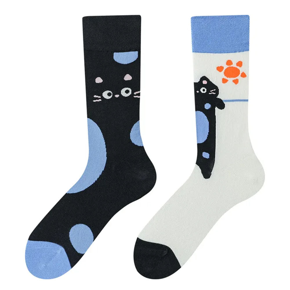 Black Cat Mismatched Socks