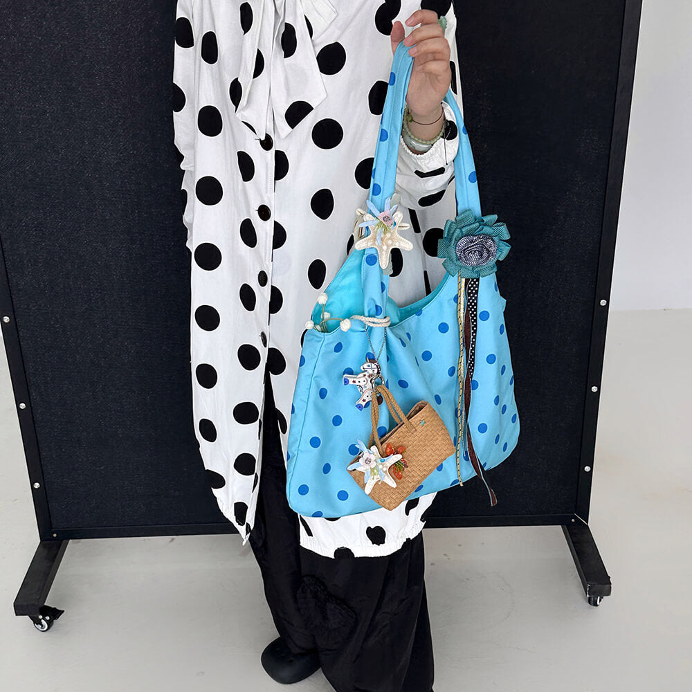 Blue Polka Dot Shoulder Bag