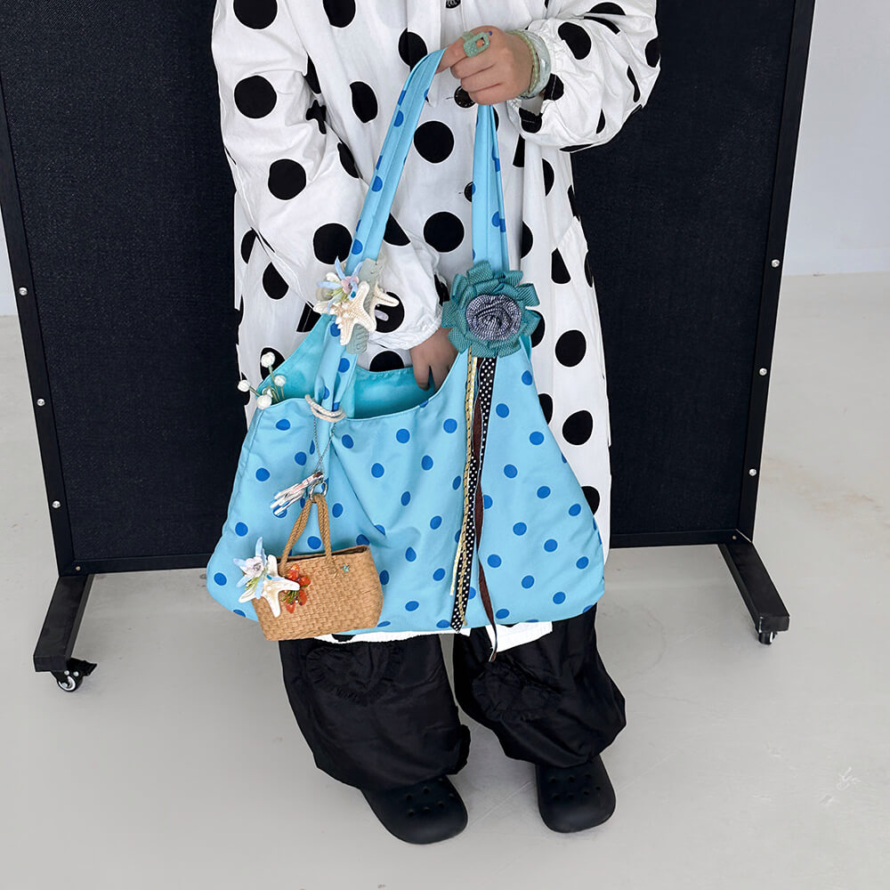 Blue Polka Dot Shoulder Bag