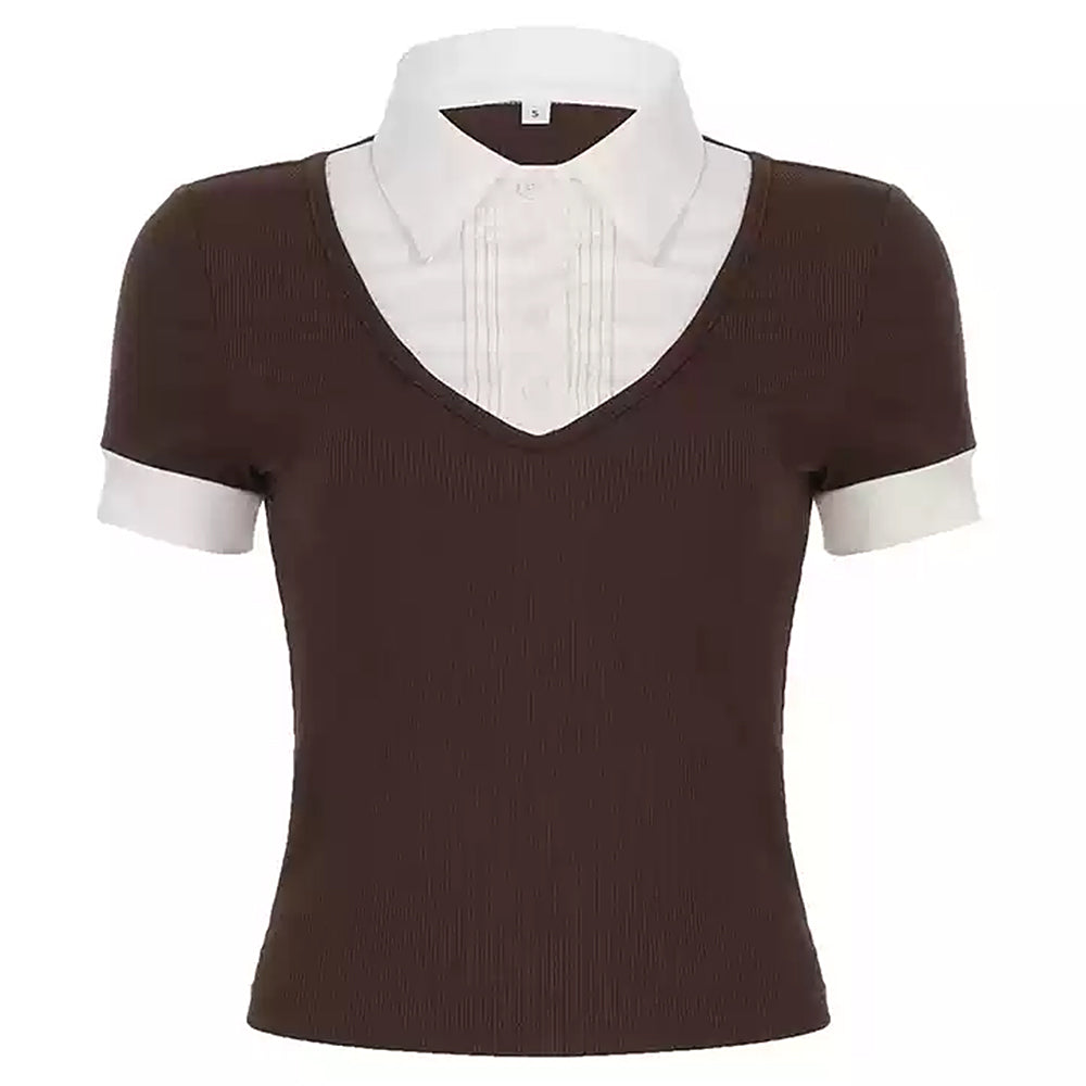 Gossip Goes Around Layered Collar Shirt