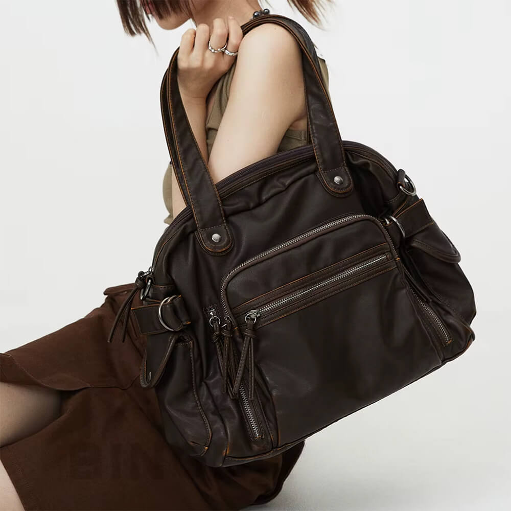 Brown Multi Pocket Shoulder Bag