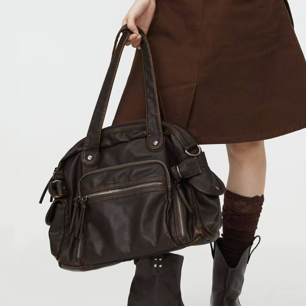 Brown Multi Pocket Shoulder Bag
