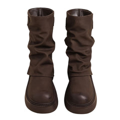Normandy Countryside Brown Platform Calf Boots