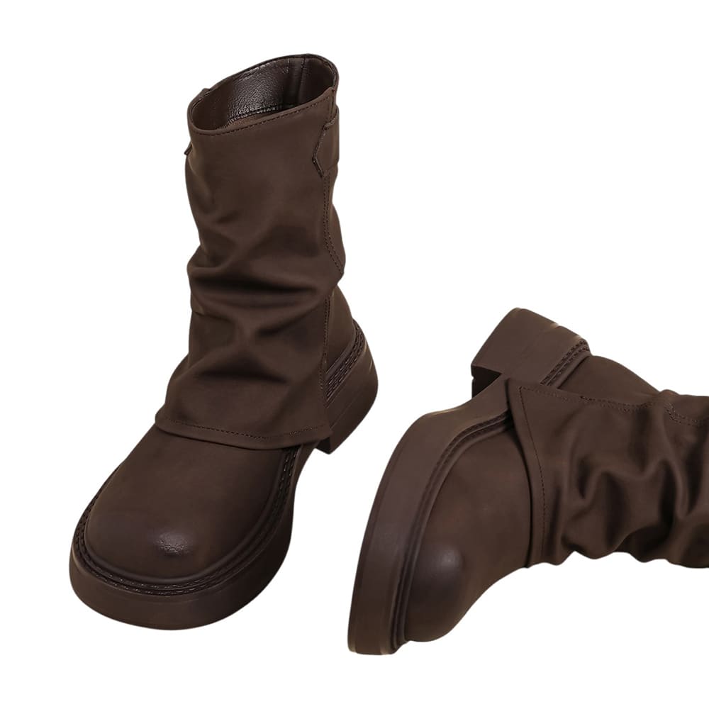 Normandy Countryside Brown Platform Calf Boots