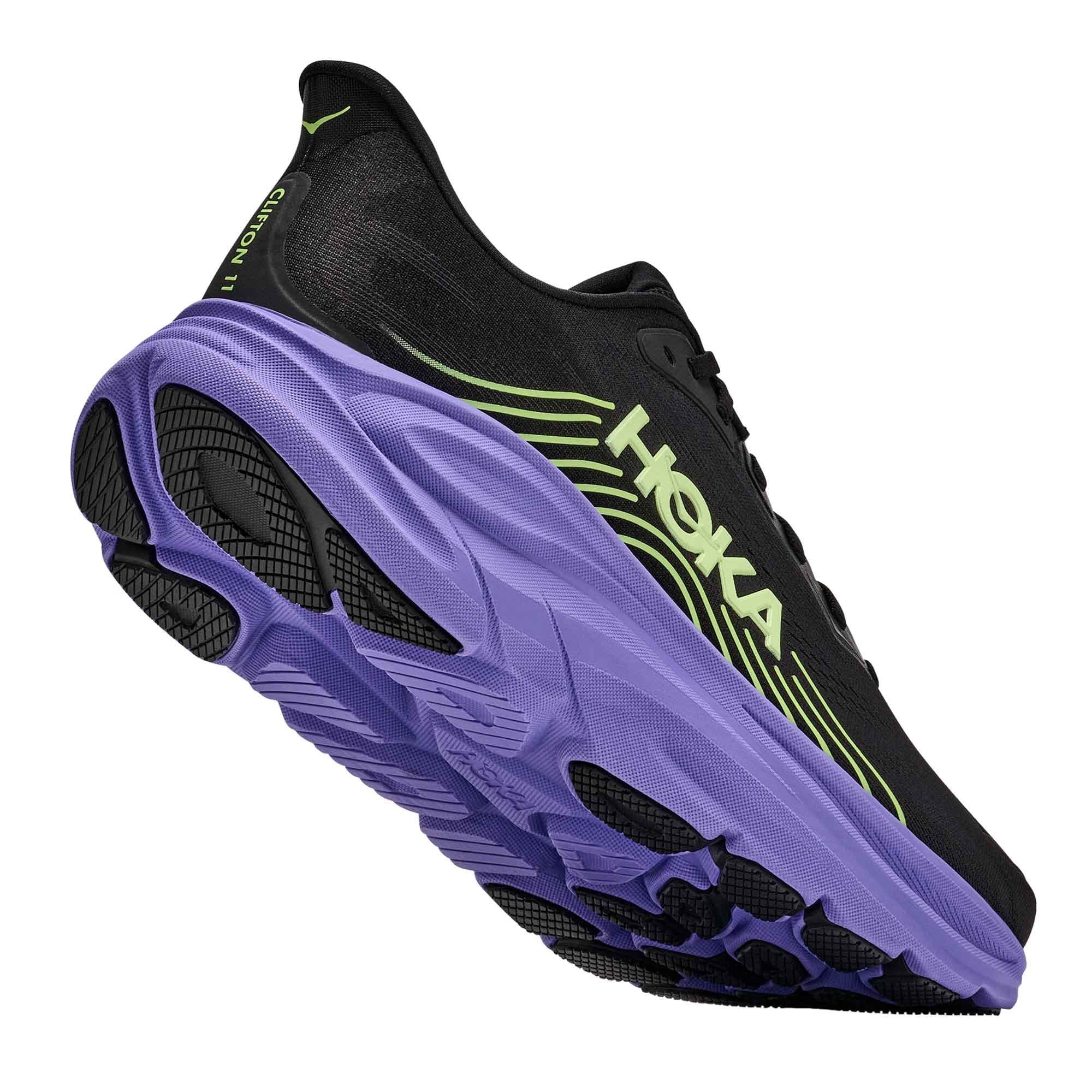 Clifton 11 Mens Running Shoes Black/Neon Yuzu