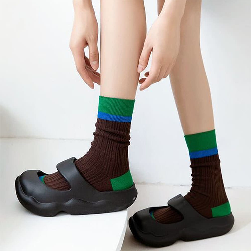 Color Block Ribbed Socks