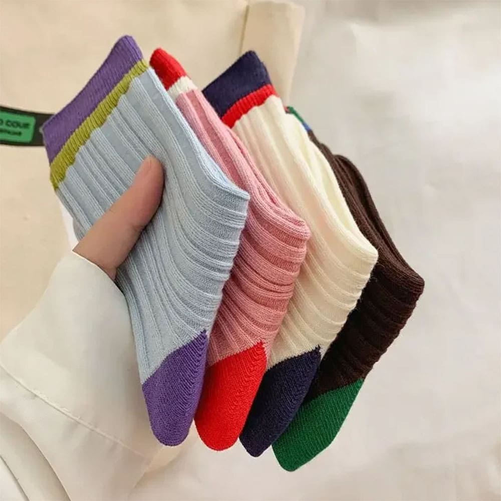 Color Block Ribbed Socks