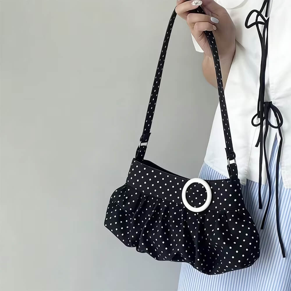 Coquette Polka Dot Ruched Bag