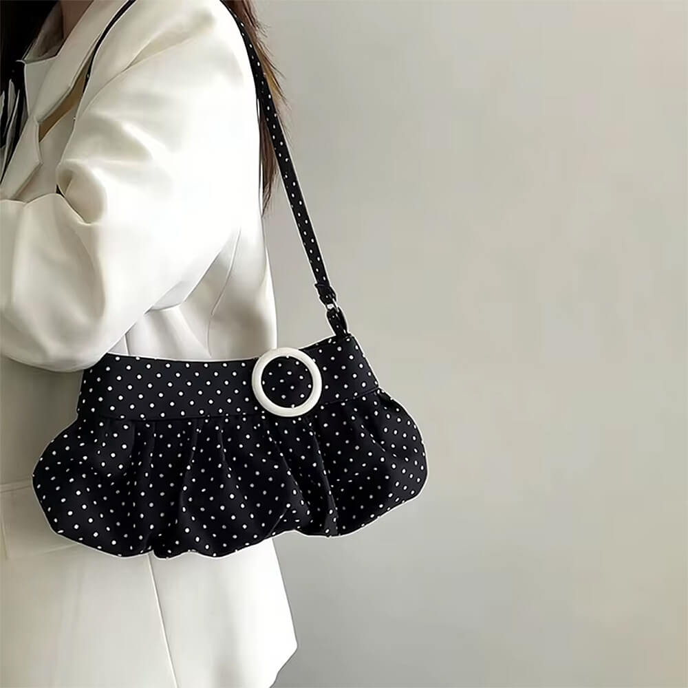 Coquette Polka Dot Ruched Bag