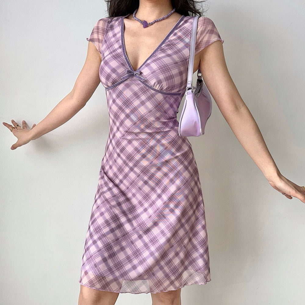 Cottage Summer Plaid Mini Dress