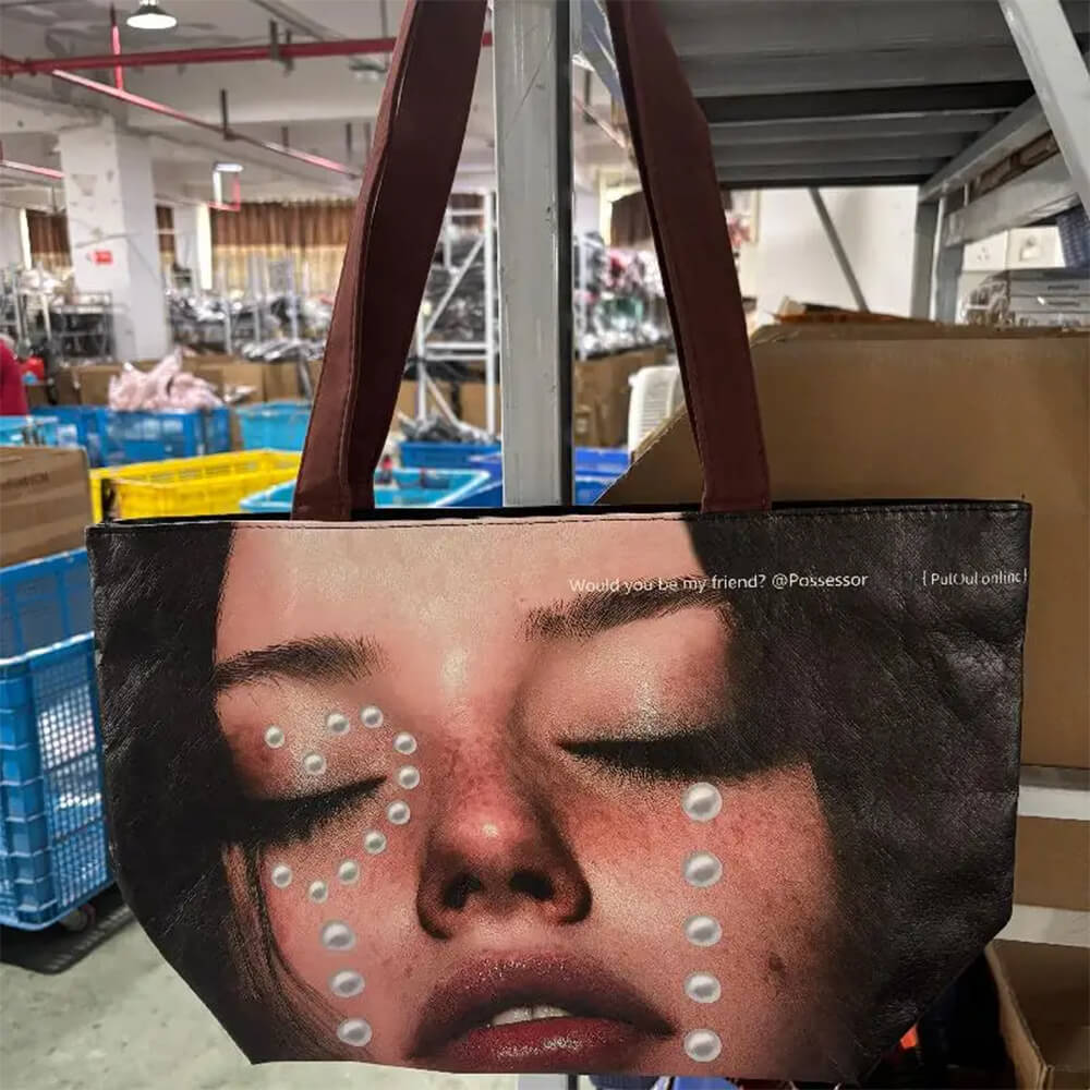 Crying Face Pearls Tote Bag