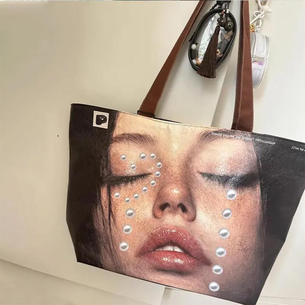 Crying Face Pearls Tote Bag