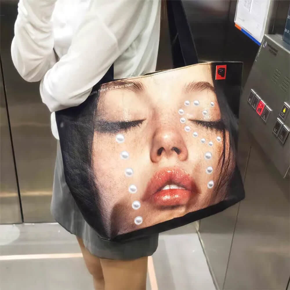 Crying Face Pearls Tote Bag