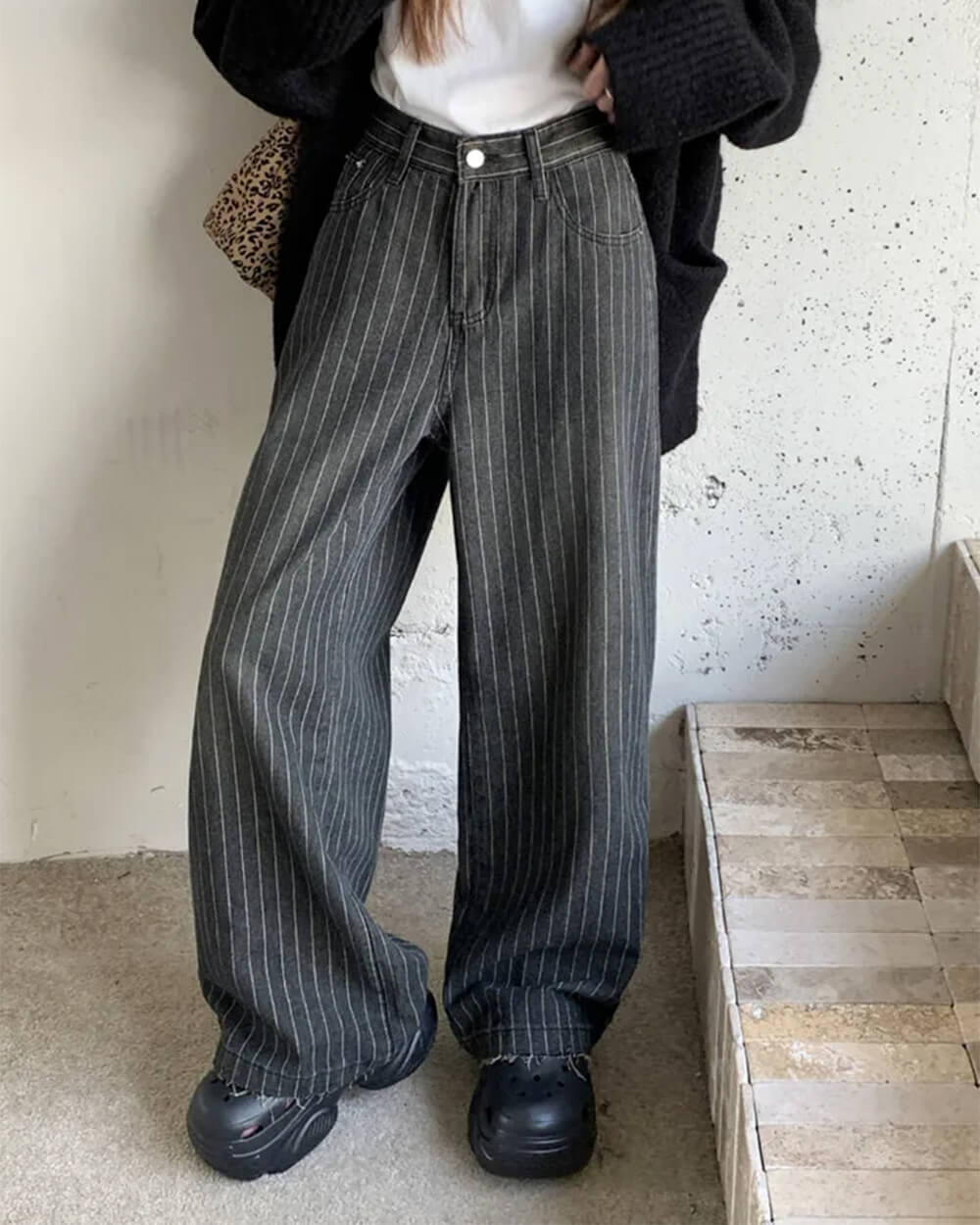 Teen Craft Striped Baggy Jeans