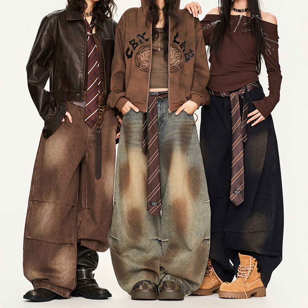 Dirty Business Washed Baggy Wide Leg Jeans