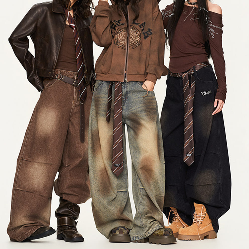 Dirty Business Washed Baggy Wide Leg Jeans