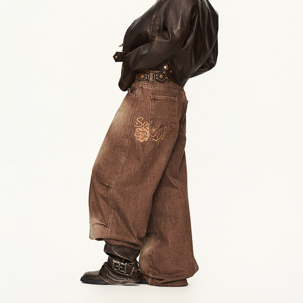 Dirty Business Washed Baggy Wide Leg Jeans