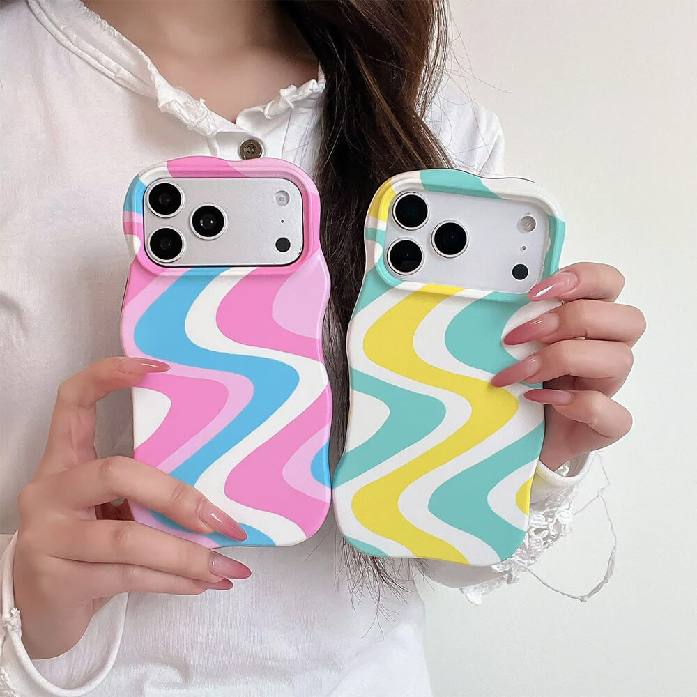 Dopamine Aesthetic Wavy Stripe iPhone Case