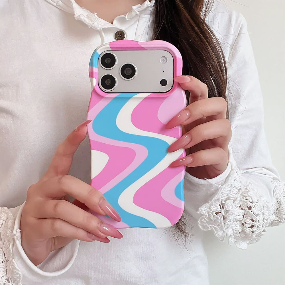 Dopamine Aesthetic Wavy Stripe iPhone Case
