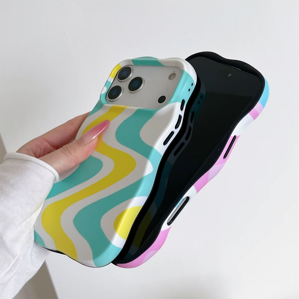 Dopamine Aesthetic Wavy Stripe iPhone Case