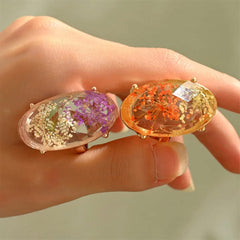 Dried Flower Resin Ring