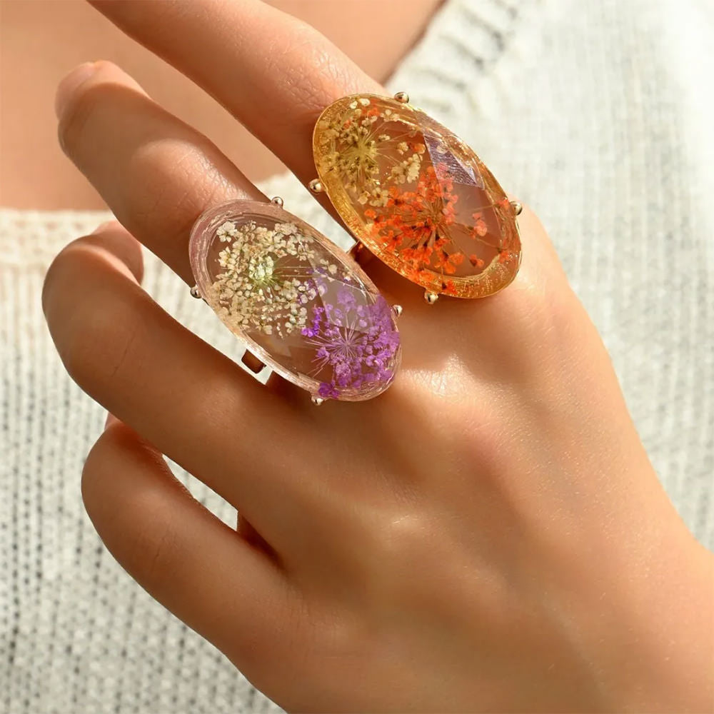 Dried Flower Resin Ring
