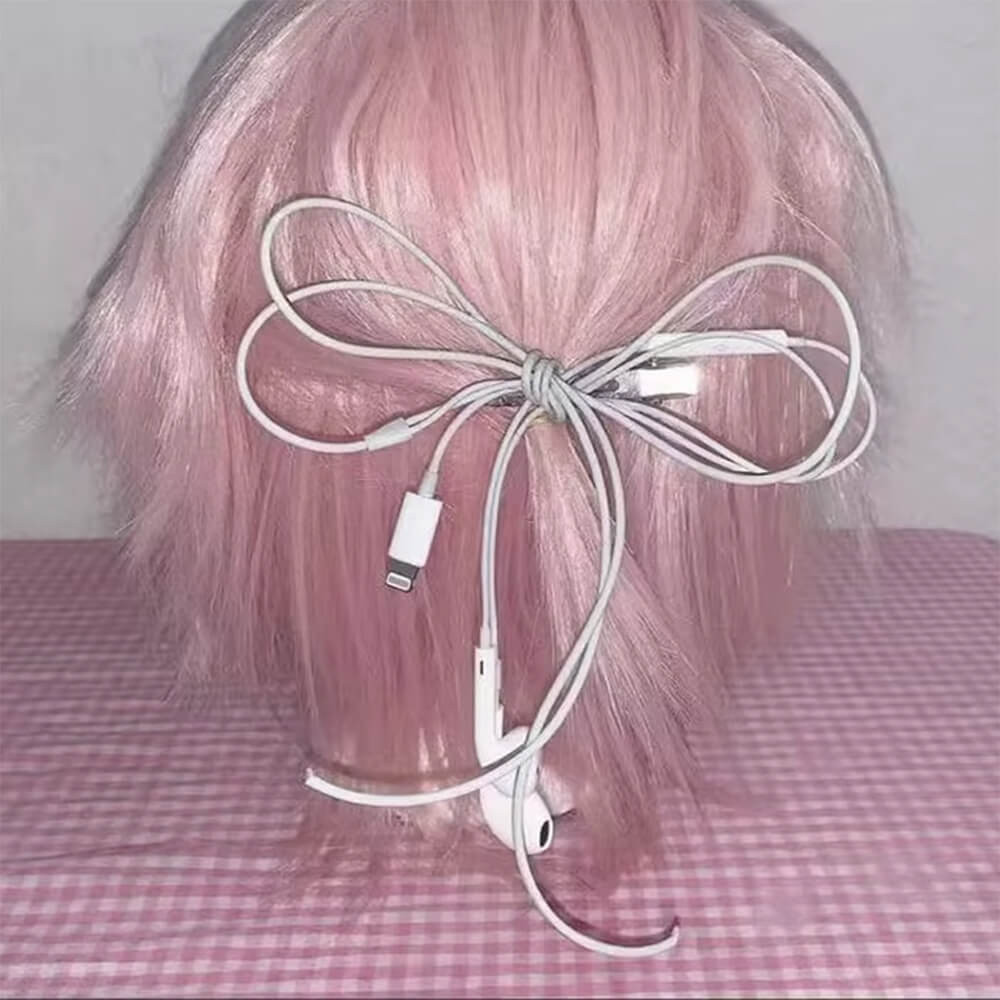 Earphone Bow Hair Clip