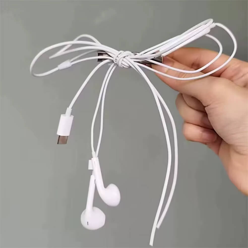 Earphone Bow Hair Clip