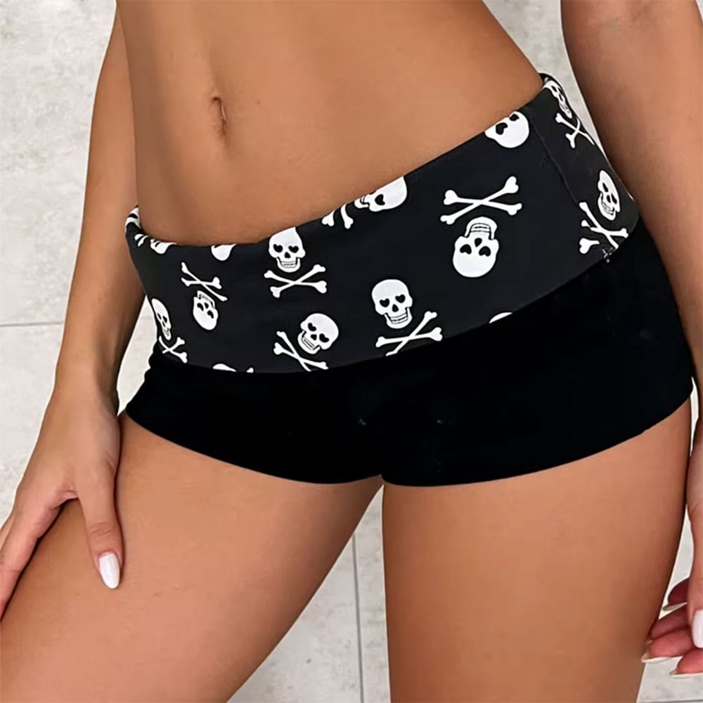 Emo Girl Skull Mini Shorts