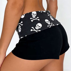 Emo Girl Skull Mini Shorts