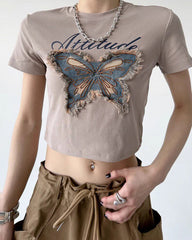 Fairy Grunge Butterfly Patch Top