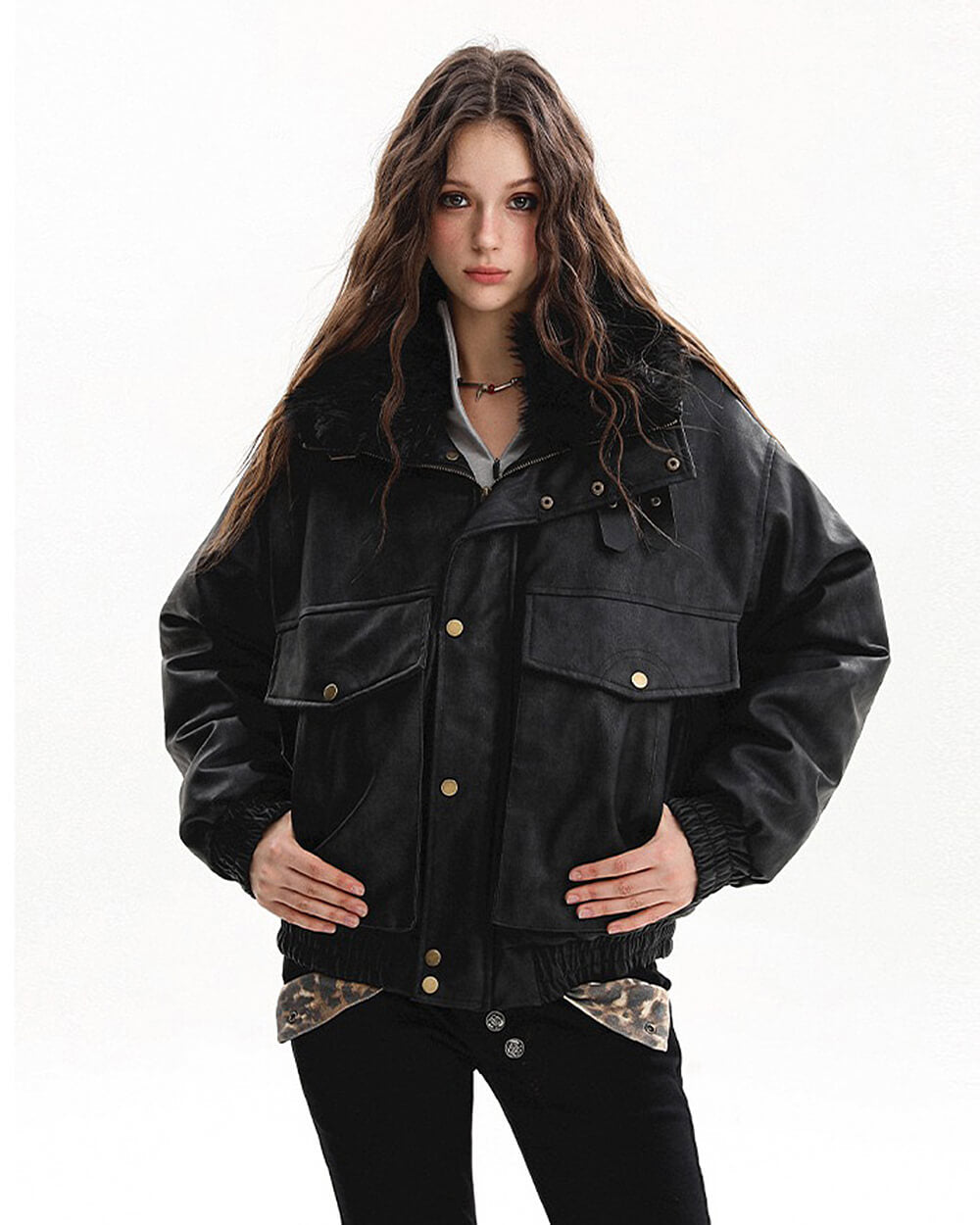 Drama Alert Faux Fur Aviator Jacket