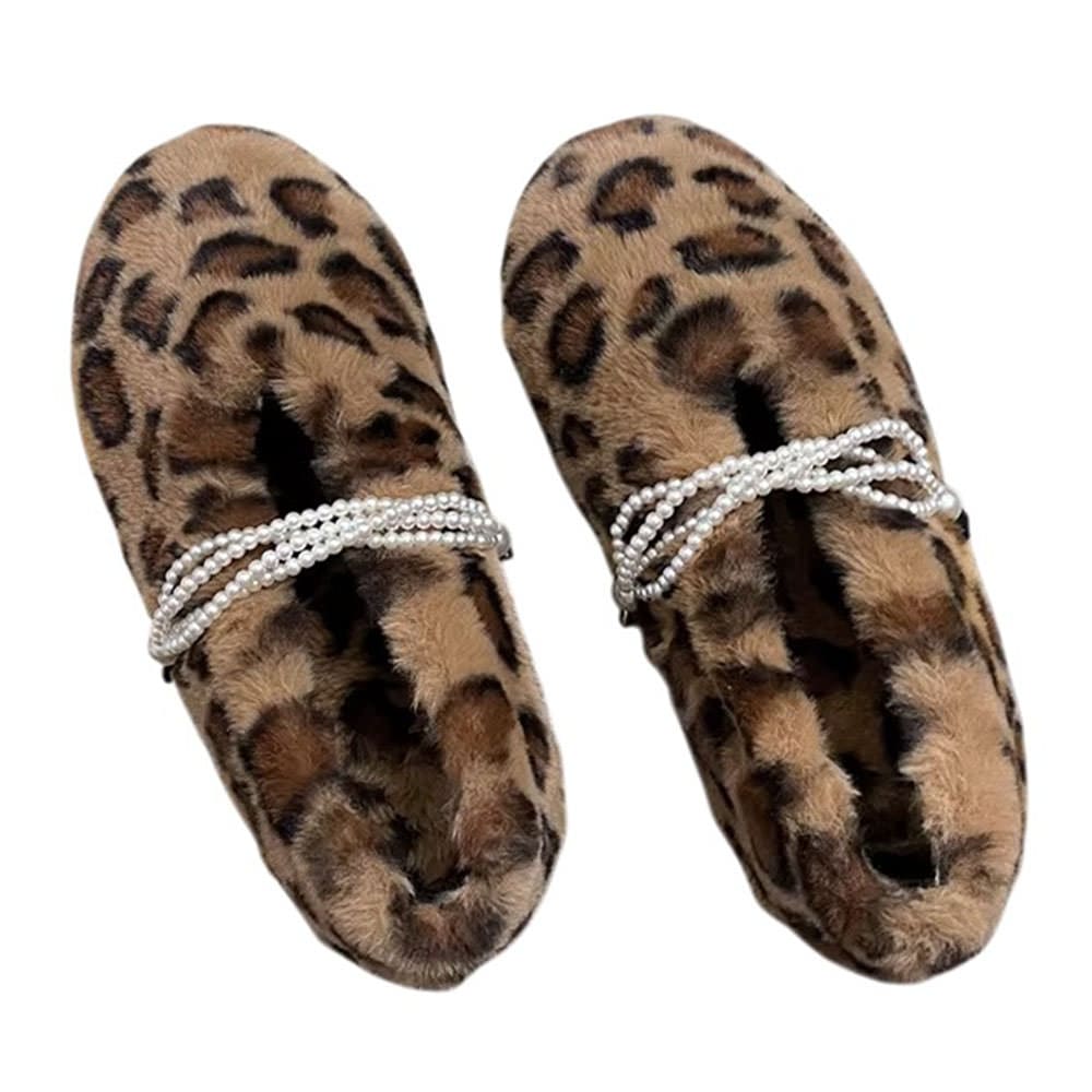 Faux Fur Leopard Slippers