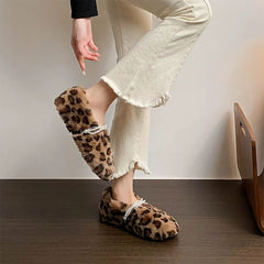 Faux Fur Leopard Slippers