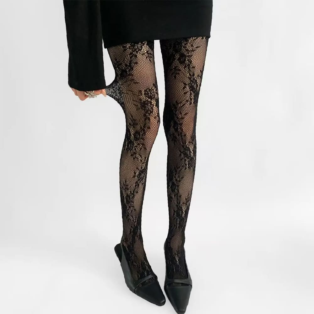 Floral Lace Patterned Tights