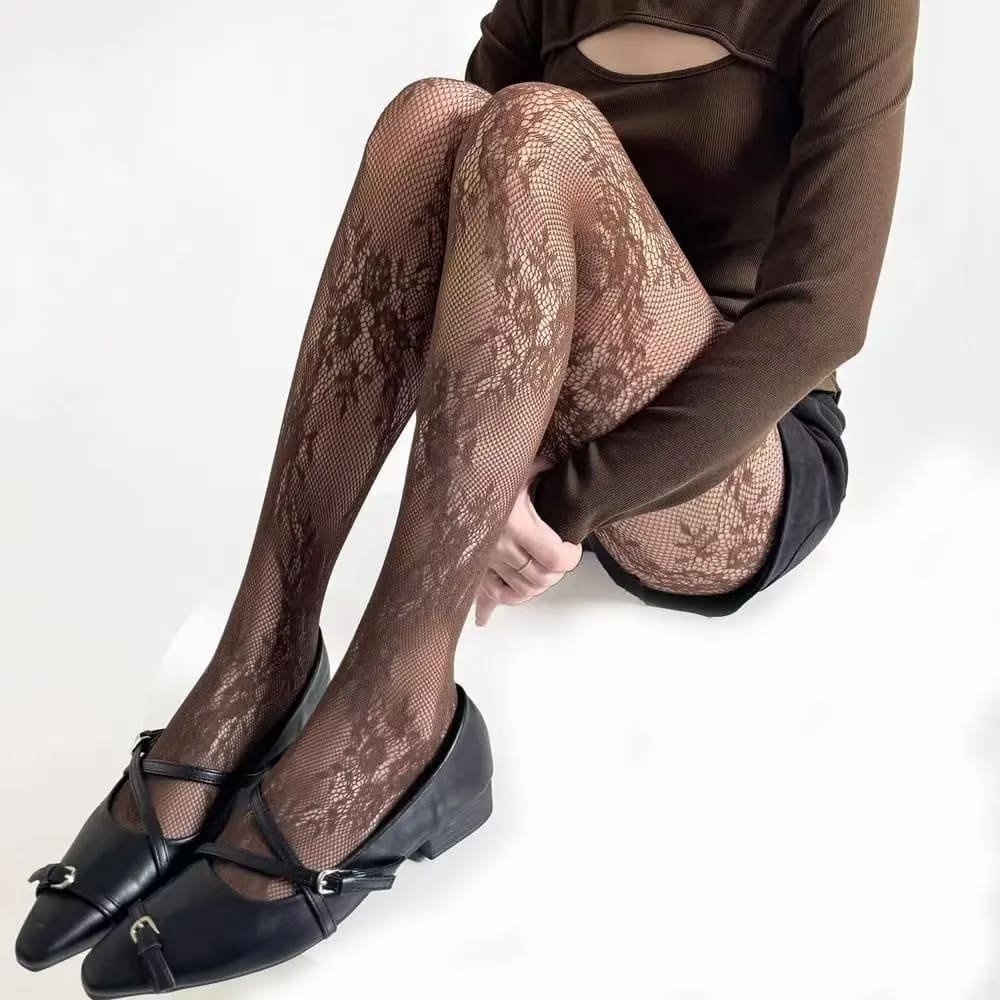 Floral Lace Patterned Tights