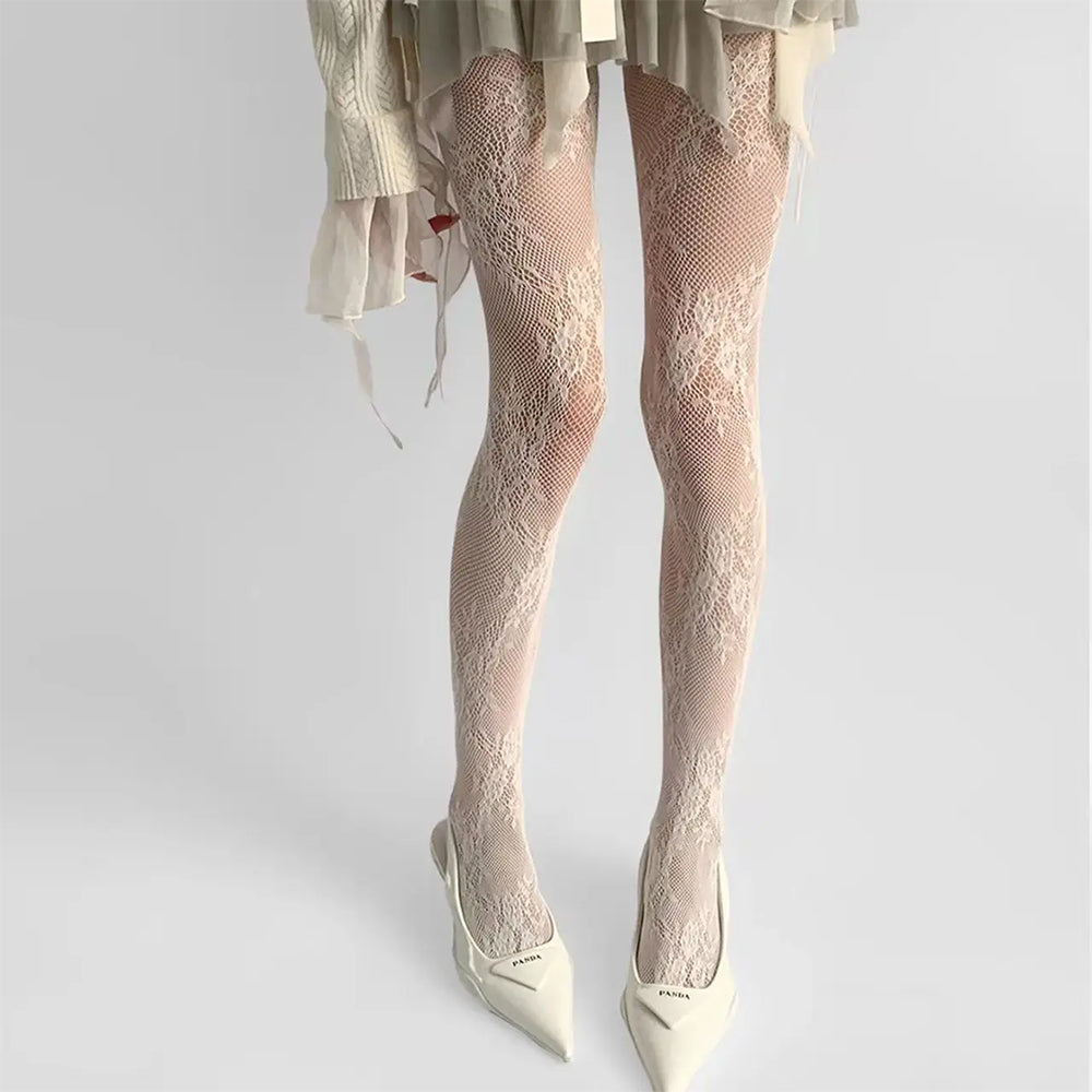 Floral Lace Patterned Tights