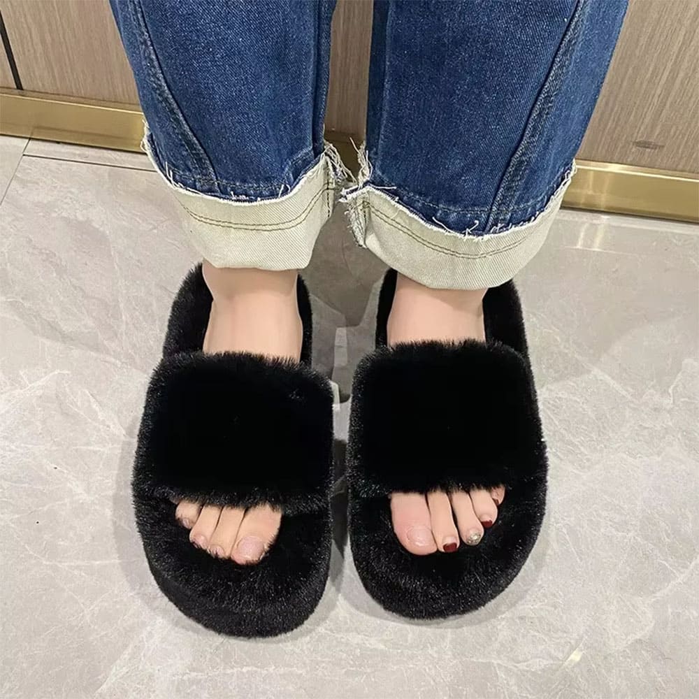 Fluffy Platform Slippers