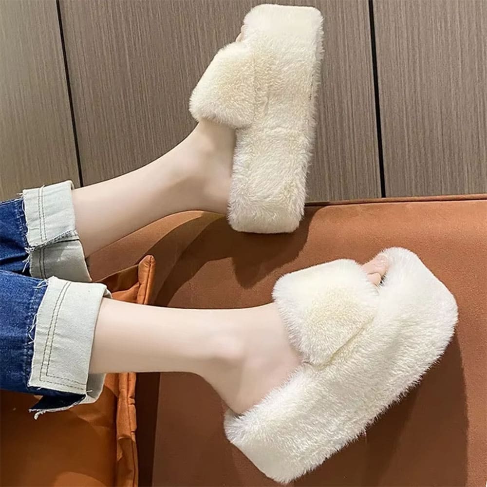 Fluffy Platform Slippers