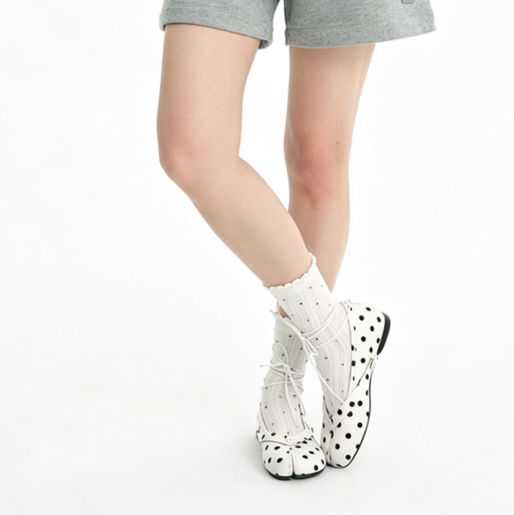 French Girl Polka Dot Tabi Ballet Flats