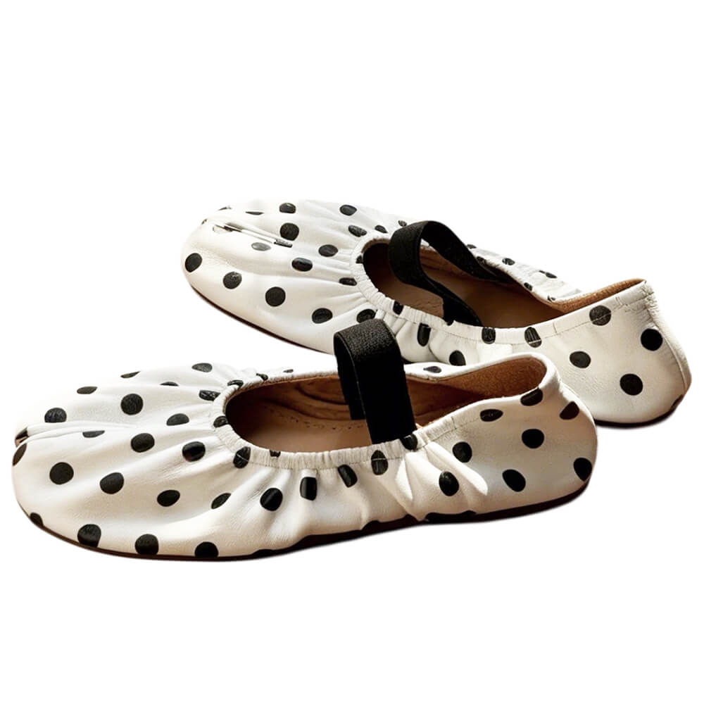 Glossy Polka Dot Tabi Flats